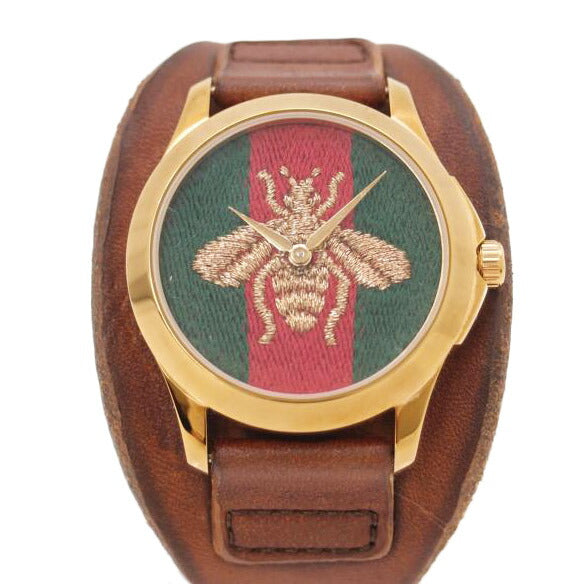 GUCCI グッチ 腕時計 メンズ シェリーライン ビー 革ベルト/ル・マルシェ・デ・メルヴェイユ/クォーツ/YA126455//16549624/Bランク/69