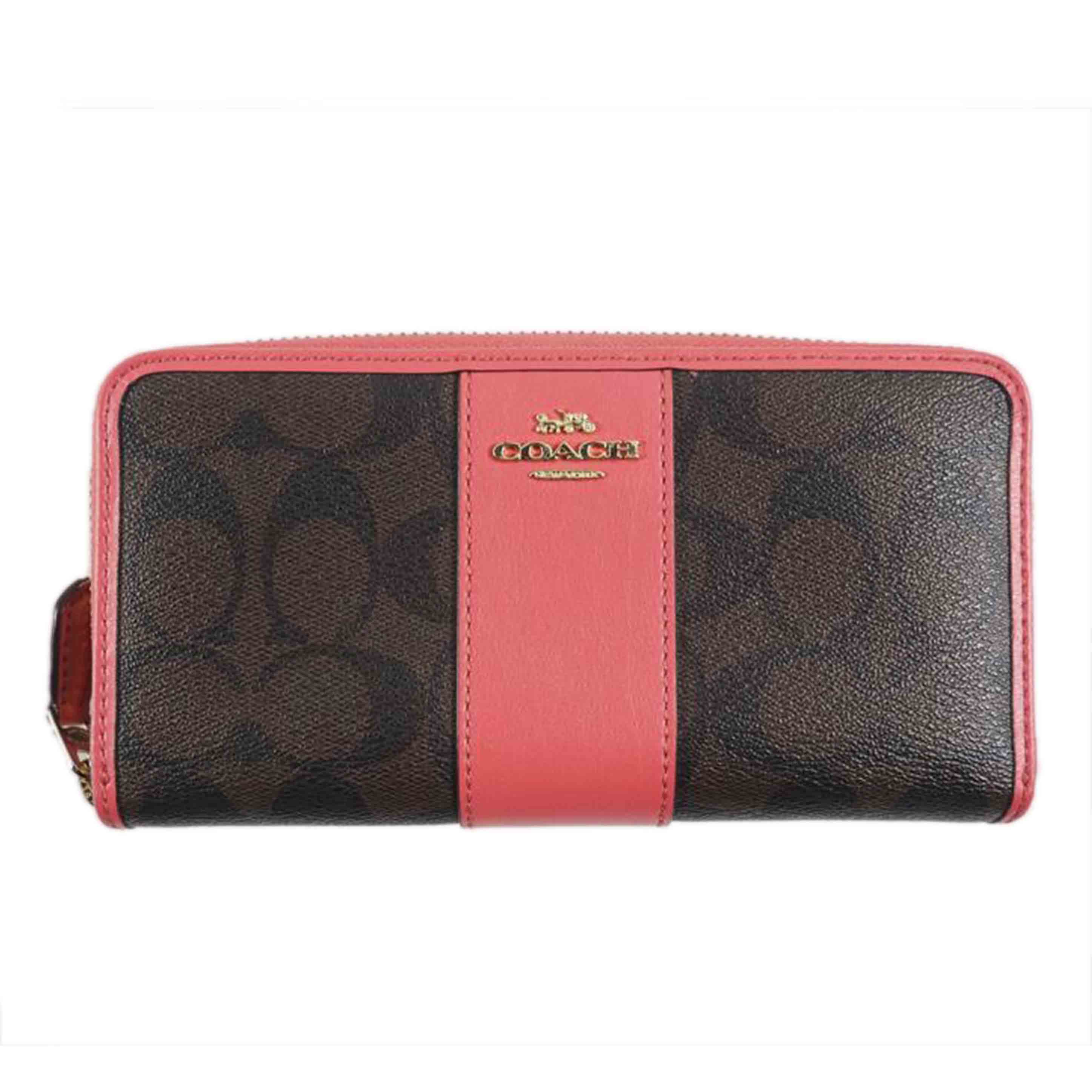 COACH コーチ/ラウンドZIP長財布/シグネチャーストライプ/濃茶xP/F54630//Bランク/79