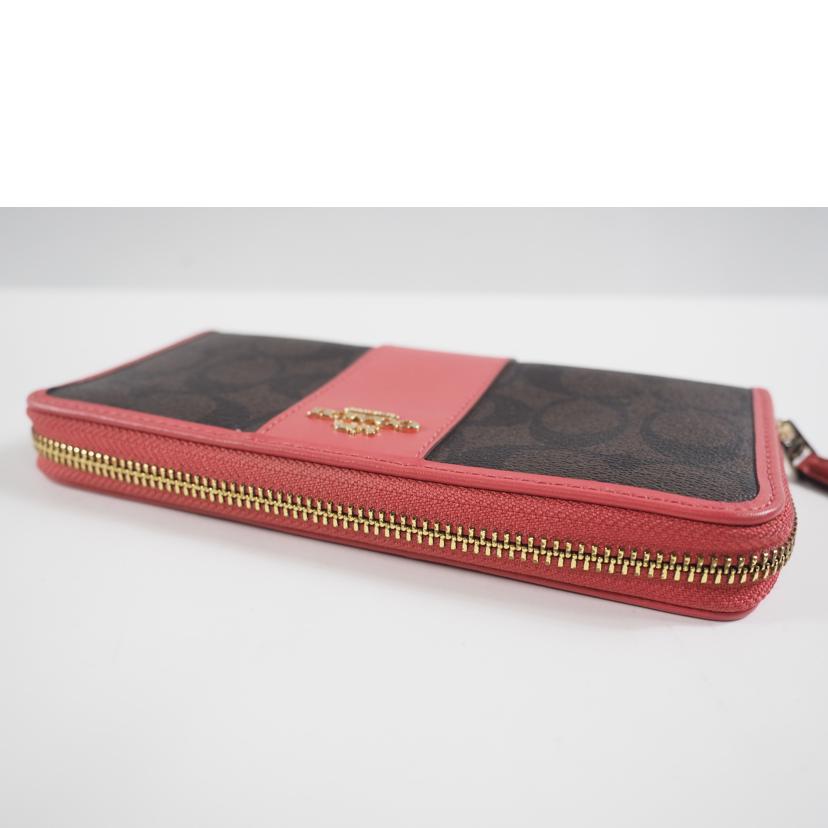 COACH コーチ/ラウンドZIP長財布/シグネチャーストライプ/濃茶xP/F54630//Bランク/79