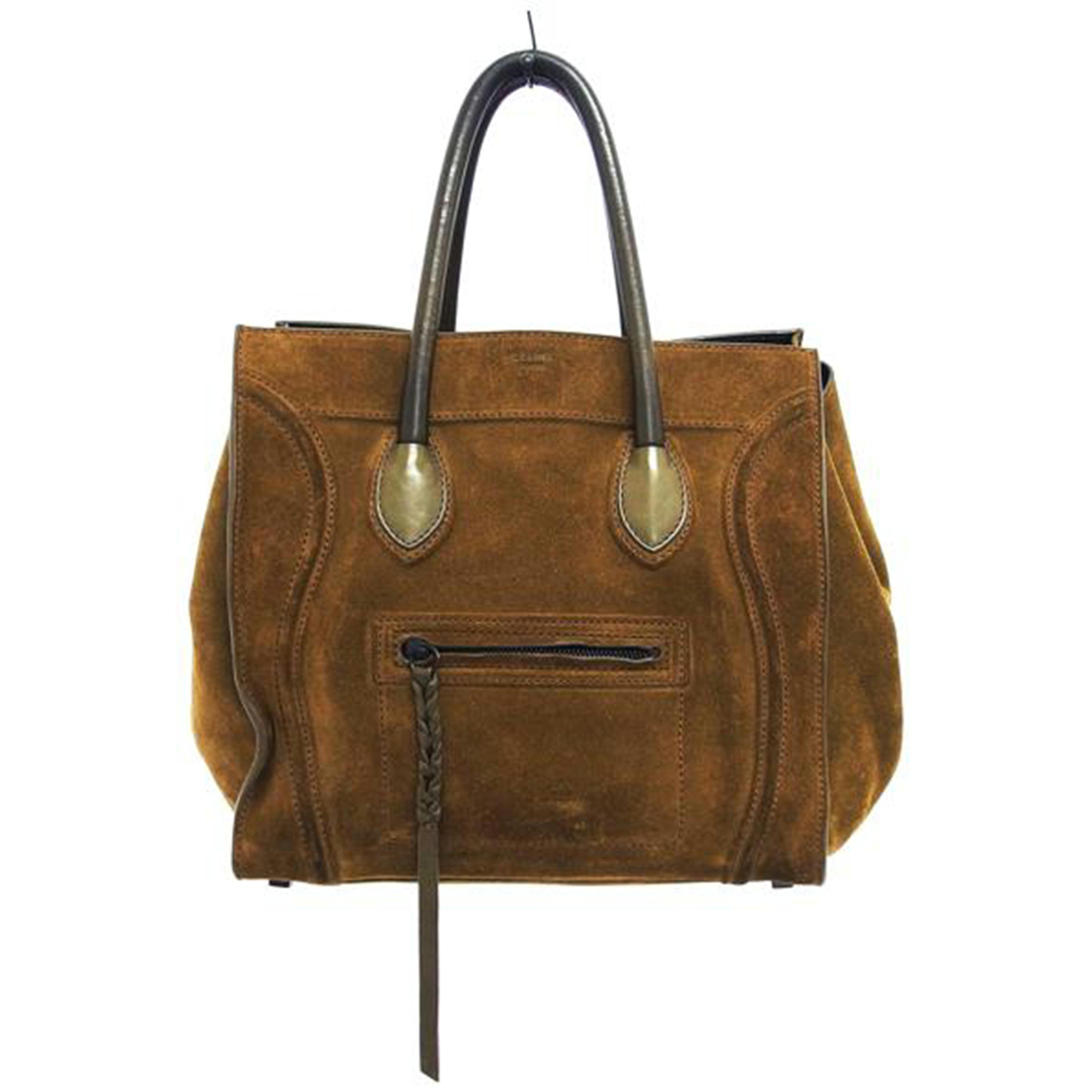 CELINE セリーヌ ハンドバッグ/スモールスクエア ラゲージ ファントム/トートバッグ/スエード/カーキ/169953JOC//ABランク/04