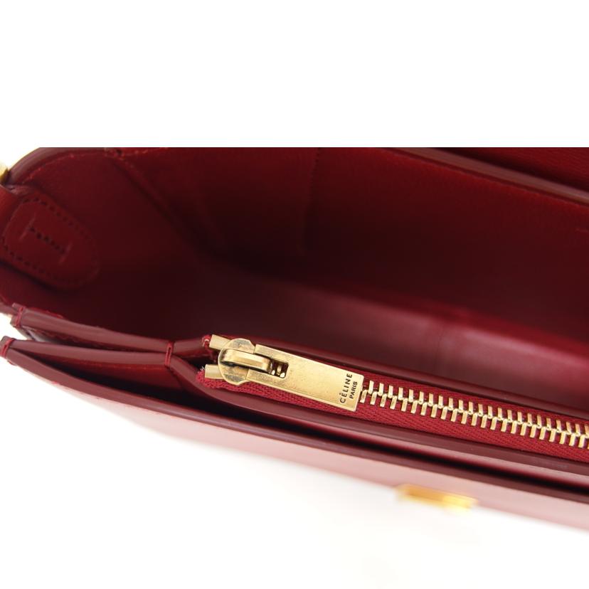 CELINE セリーヌ カーフレザー 肩掛けバッグ ベージュ レッド/フレームショルダーバッグ/180263AQO//Aランク/04