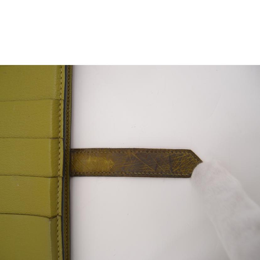 HERMES エルメス 長財布 2009年製 レザー シルバー金具 グリーン系/ベアンスフレ/オーストリッチ/アニスグリーン//口M刻印(2009)/ABランク/69