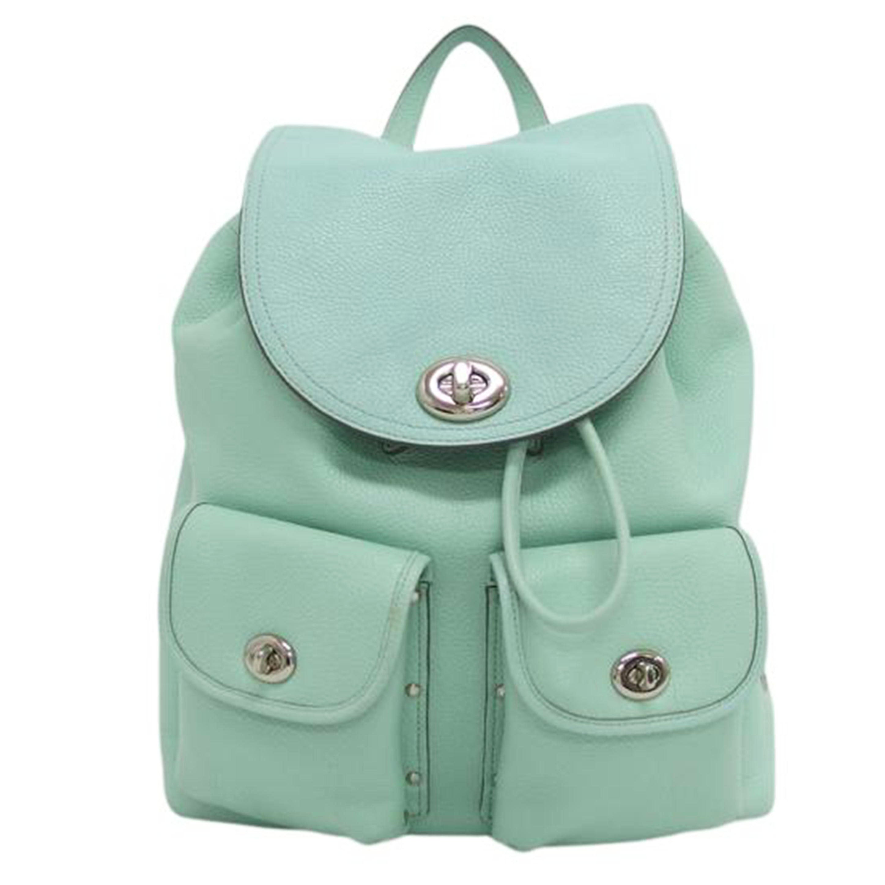 COACH コーチ/ターンロック/レザーリュック/グリーンクリーム/37582//M1580/Bランク/04