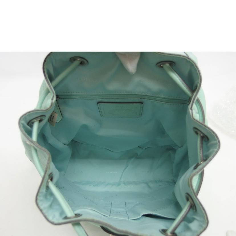 COACH コーチ/ターンロック/レザーリュック/グリーンクリーム/37582//M1580/Bランク/04