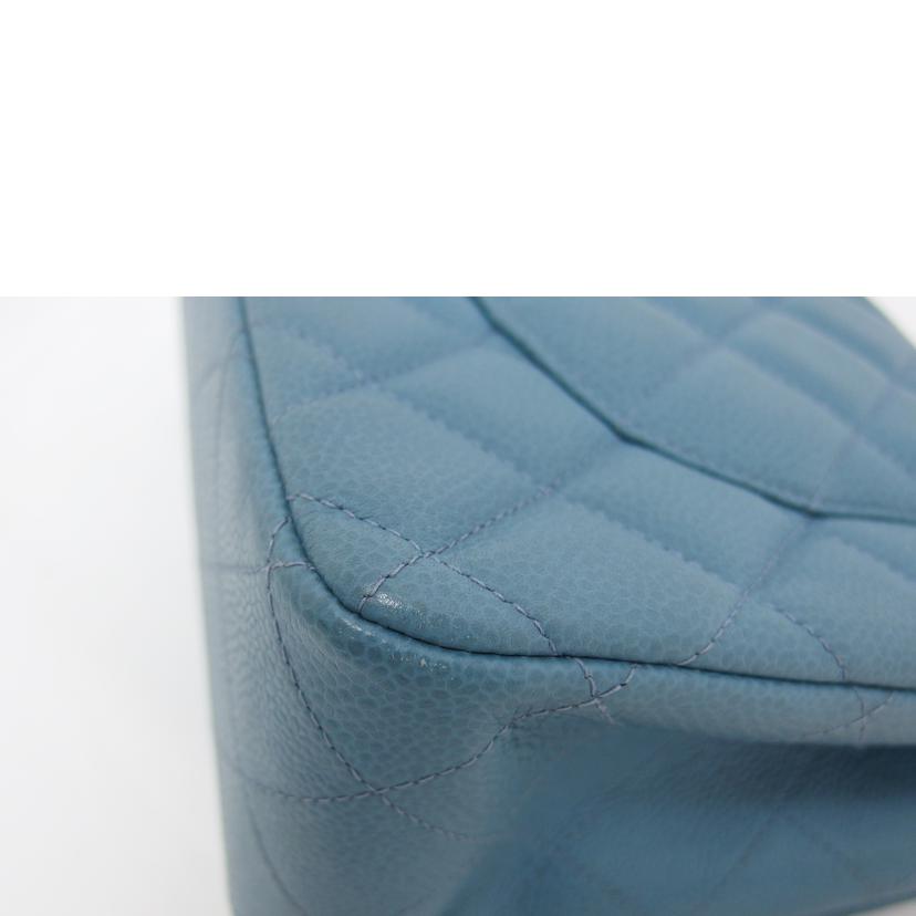 CHANEL シャネル シルバー金具 デカマトラッセ ココマーク ブルー系/マトラッセ30/キャビアスキン/Wフラップチェーンショルダーバッグ//166*****/Aランク/04