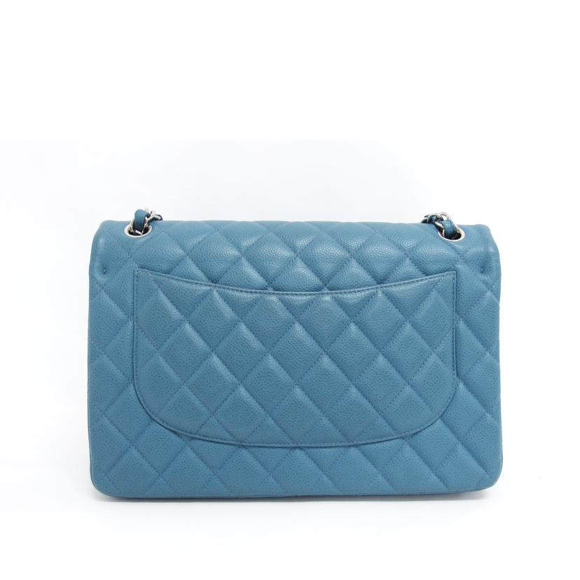 CHANEL シャネル シルバー金具 デカマトラッセ ココマーク ブルー系/マトラッセ30/キャビアスキン/Wフラップチェーンショルダーバッグ//166*****/Aランク/04