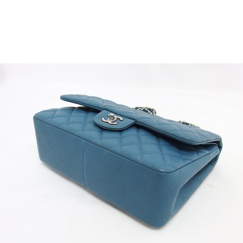 CHANEL シャネル シルバー金具 デカマトラッセ ココマーク ブルー系/マトラッセ30/キャビアスキン/Wフラップチェーンショルダーバッグ//166*****/Aランク/04
