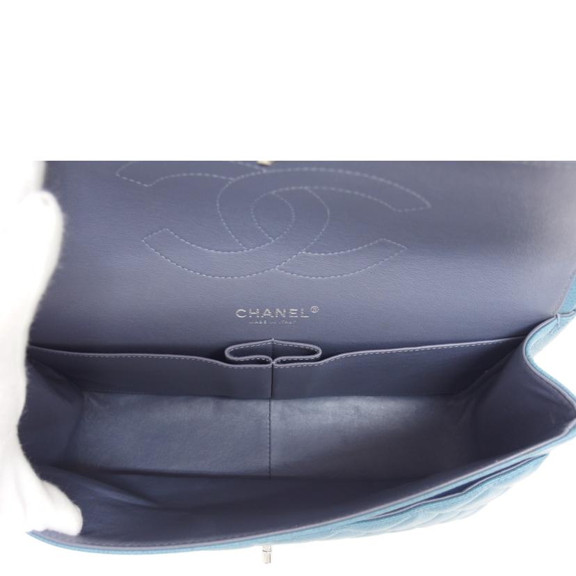 CHANEL シャネル シルバー金具 デカマトラッセ ココマーク ブルー系/マトラッセ30/キャビアスキン/Wフラップチェーンショルダーバッグ//166*****/Aランク/04