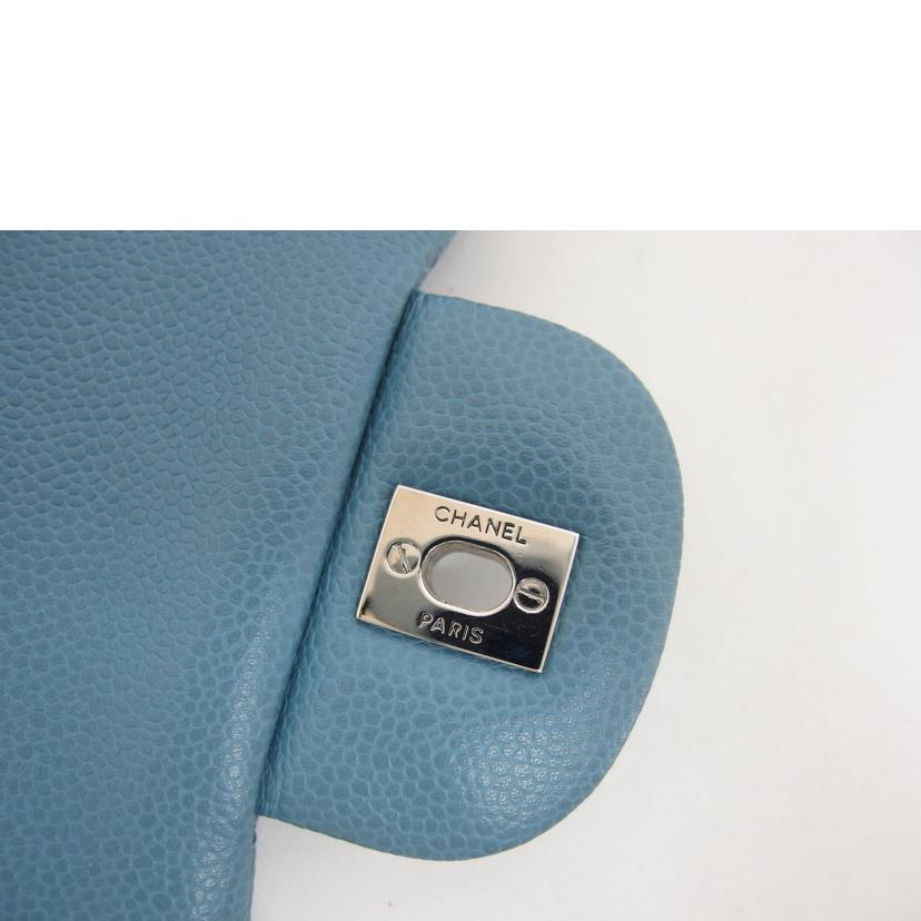 CHANEL シャネル シルバー金具 デカマトラッセ ココマーク ブルー系/マトラッセ30/キャビアスキン/Wフラップチェーンショルダーバッグ//166*****/Aランク/04