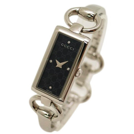 GUCCI グッチ レディース 119 ステンレス 腕時計 黒文字盤 シグネチャー/トルナヴォーニ/バングルウォッチ/クォーツ/YA119506//11551410/Bランク/69