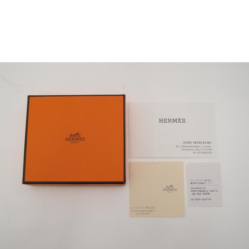 HERMES エルメス コインケース 小銭入れ レザー /バスティアGM/ヴォーエプソン/ブルーグラシエ/041054CK-8U//T刻印(2015)/SAランク/69