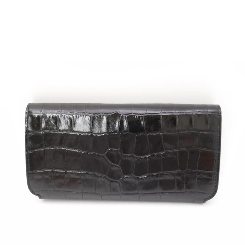BALENCIAGA バレンシアガ/クロコ型押しレザー二つ折り長財布/ブラック/594289//SAランク/69
