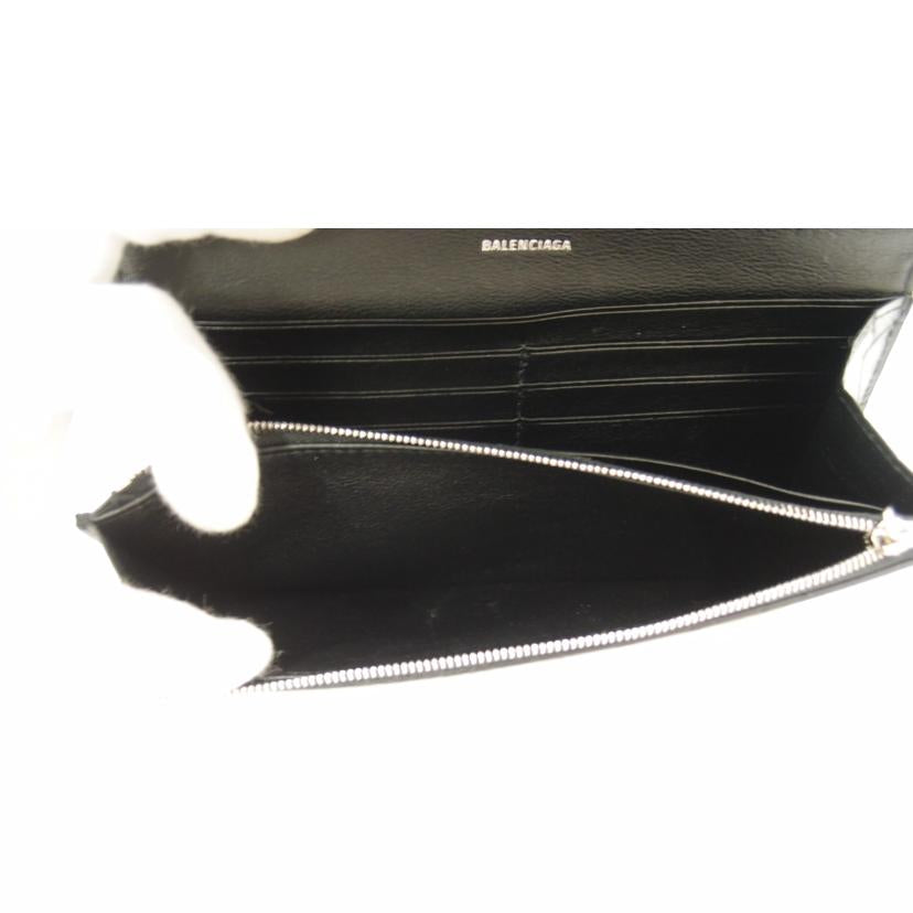 BALENCIAGA バレンシアガ/クロコ型押しレザー二つ折り長財布/ブラック/594289//SAランク/69