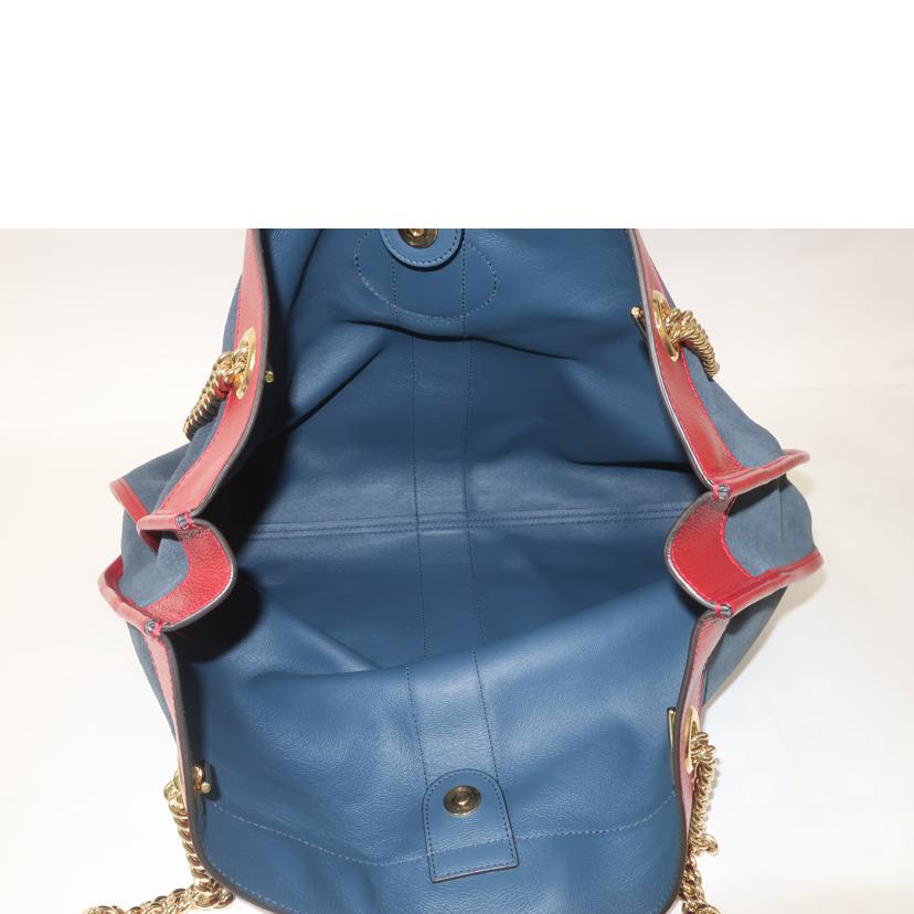 GUCCI グッチ/タイガーヘッドラジャチェーンショルダー トートバッグ 虎 ダークネイビー/537219//498***/Bランク/65