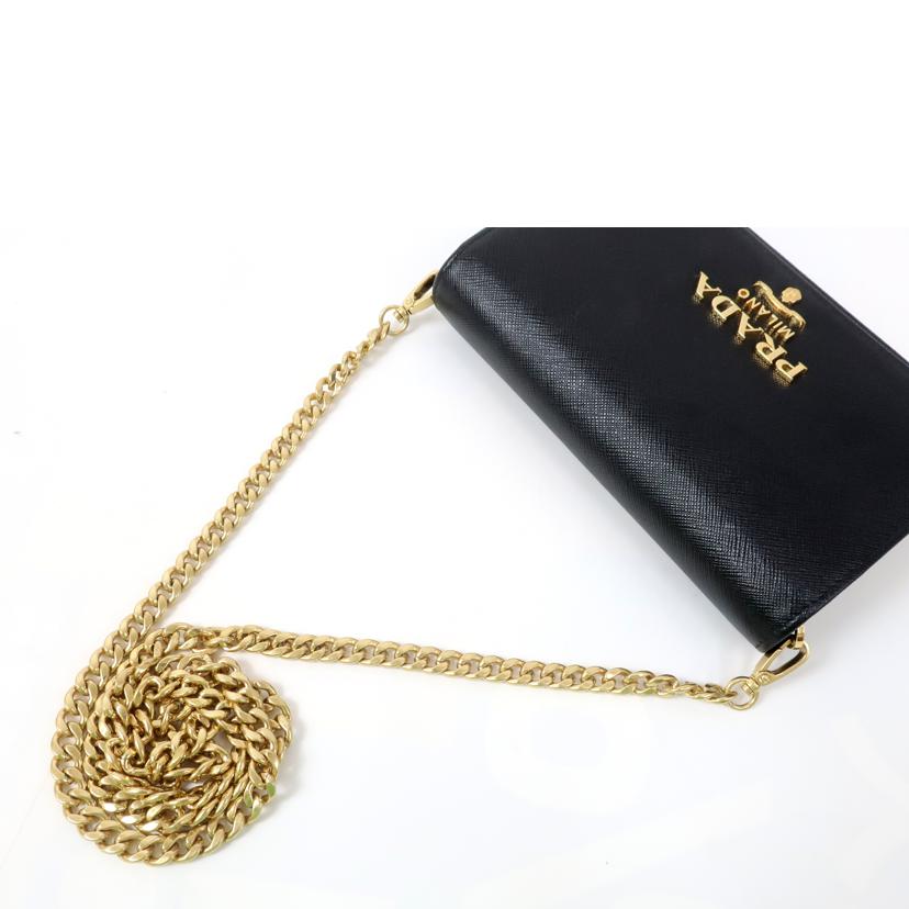 PRADA プラダ/サフィアーノ チェーンウォレット ショルダーバッグ 2WAY ブラック /1BP006//ABランク/65