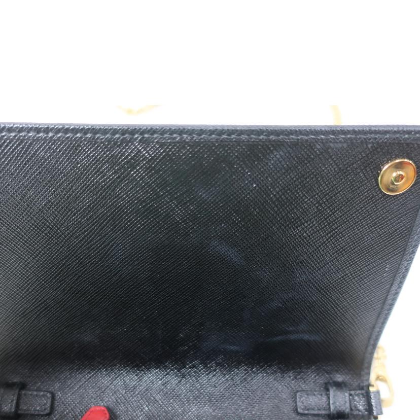 PRADA プラダ/サフィアーノ チェーンウォレット ショルダーバッグ 2WAY ブラック /1BP006//ABランク/65