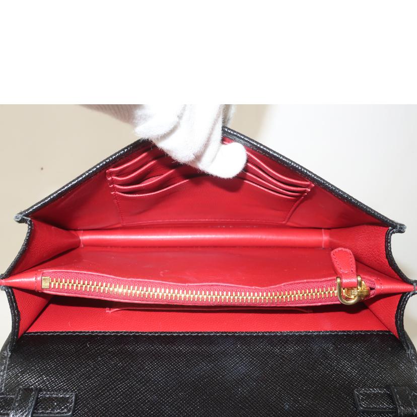 PRADA プラダ/サフィアーノ チェーンウォレット ショルダーバッグ 2WAY ブラック /1BP006//ABランク/65