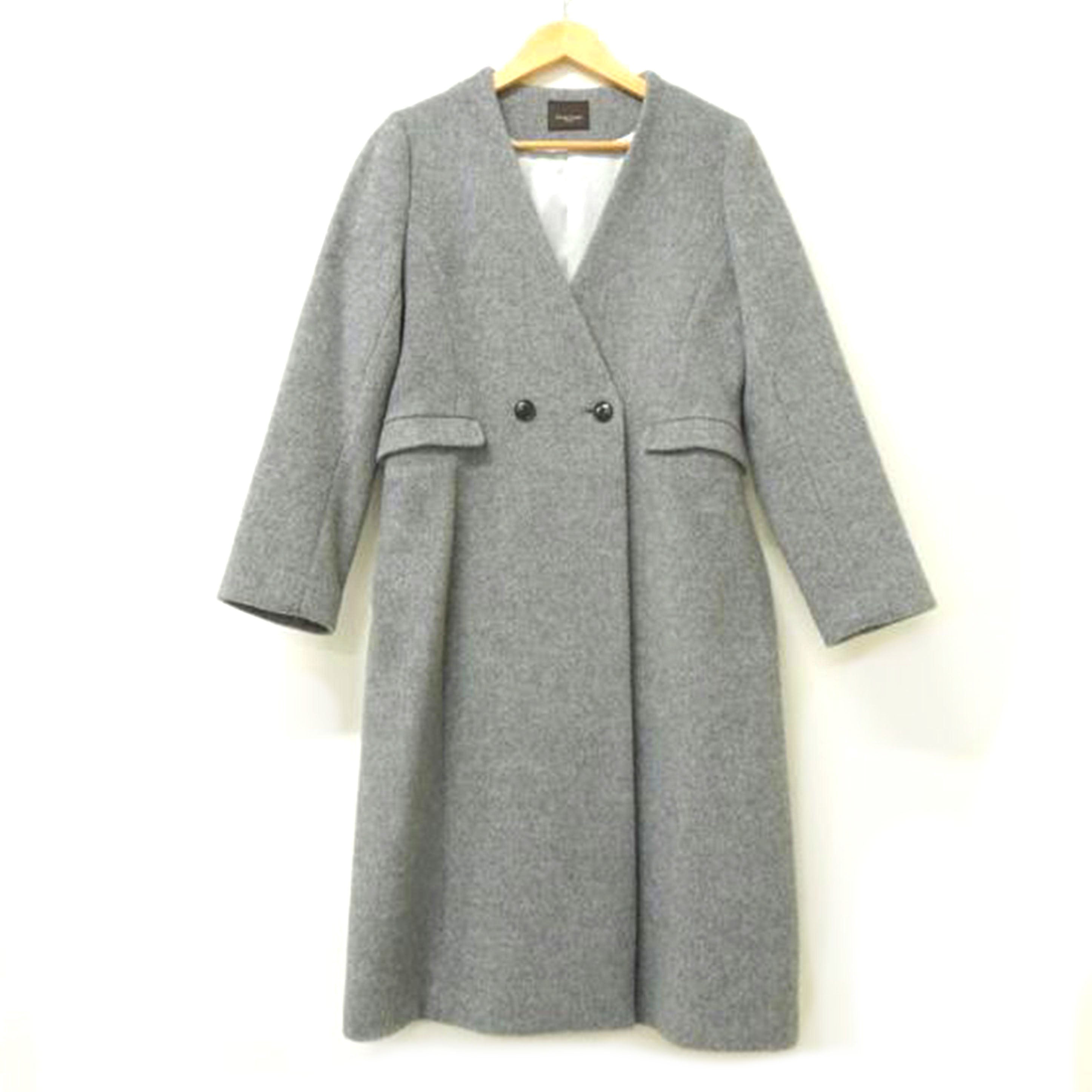 Demi -Luxe/Demi -Luxe ウールロングコート ノーカラー グレー サイズ38/6818A-0561//ABランク/83