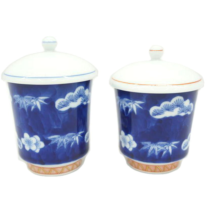 深川製磁/松竹梅 新組湯呑 蓋付//SAランク/05