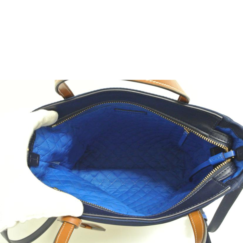 TORY BURCH トリーバーチ/ナイロン2WAYバッグ 紺青茶/100005608//05-19/ABランク/87