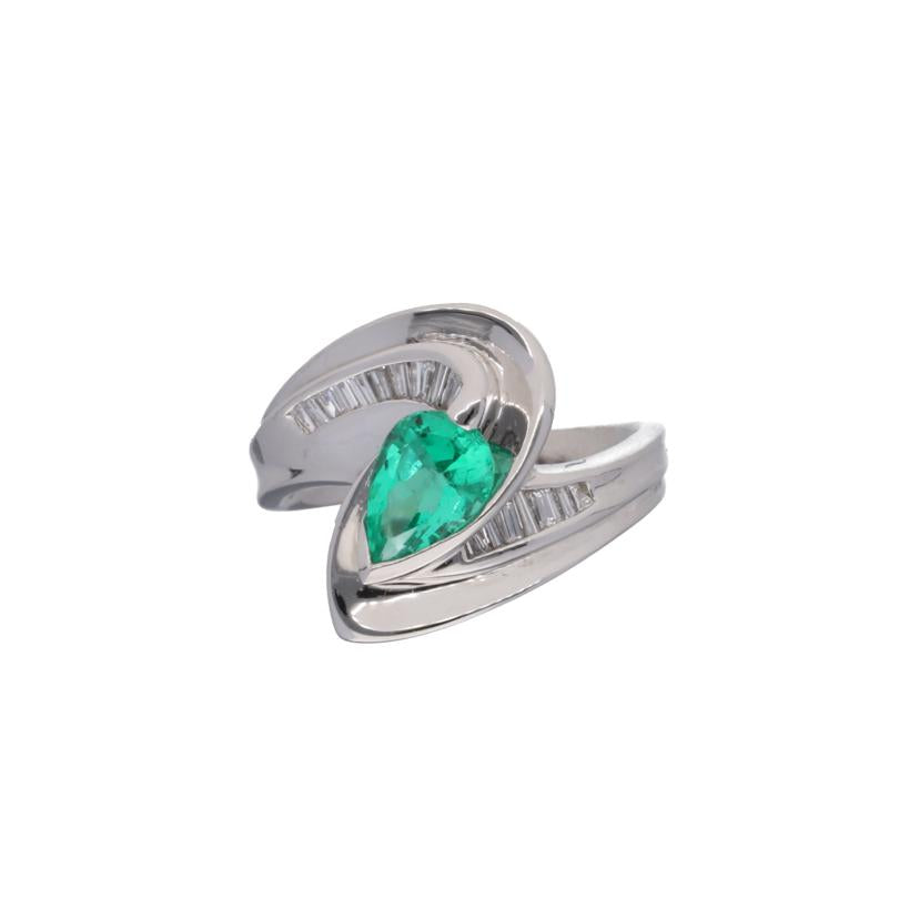 /◎ Pt900エメラルドダイヤリング1.00/D0.23ct//Aランク/75