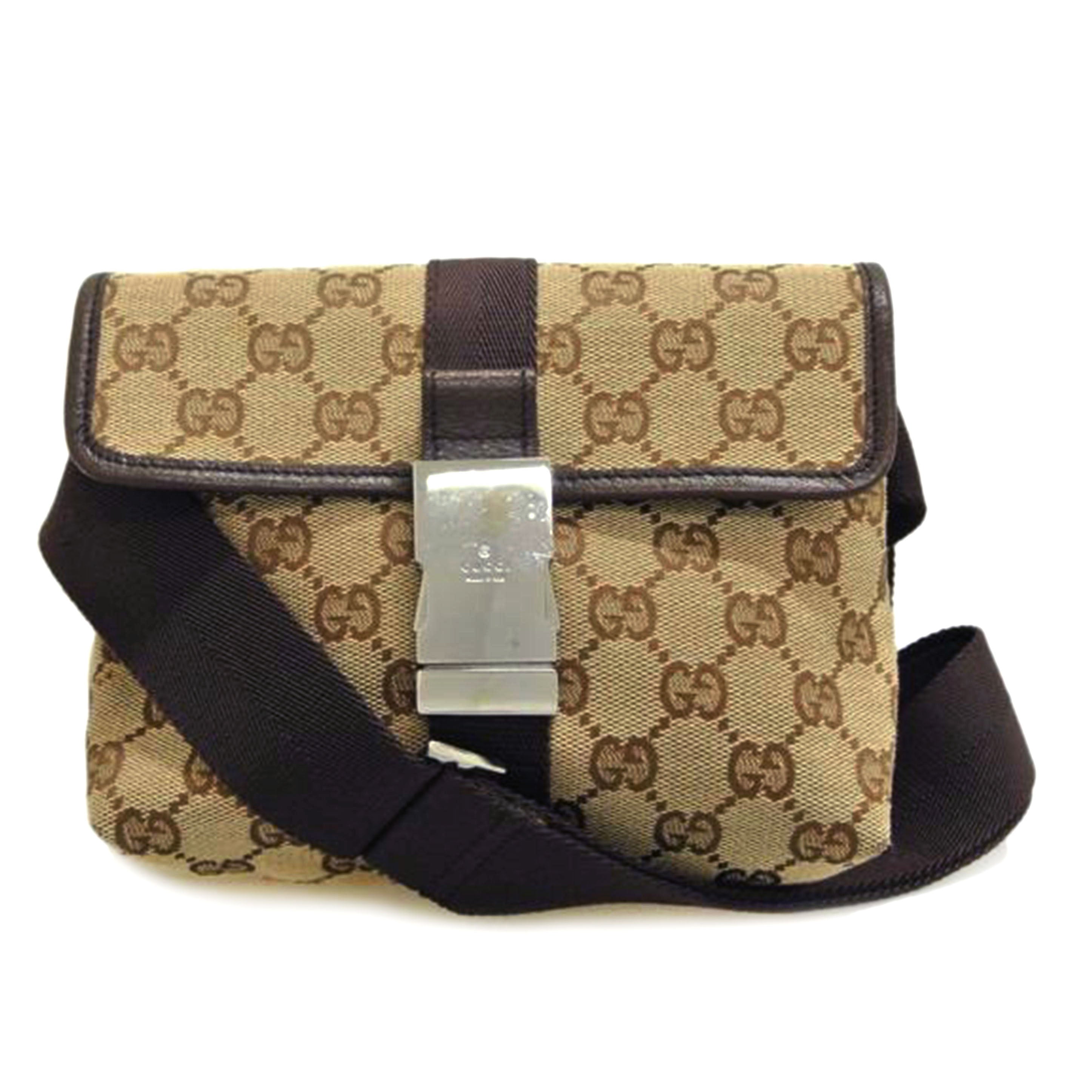 GUCCI グッチ/GGキャンバスウエストバッグ 茶/121336//20047/Bランク/87