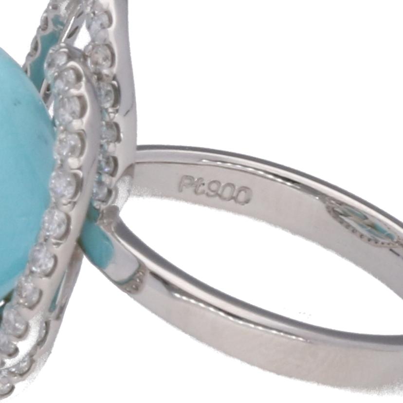 / ◎ Pt900トルコ石ダイヤリング12.96/D0.40ct//Aランク/75