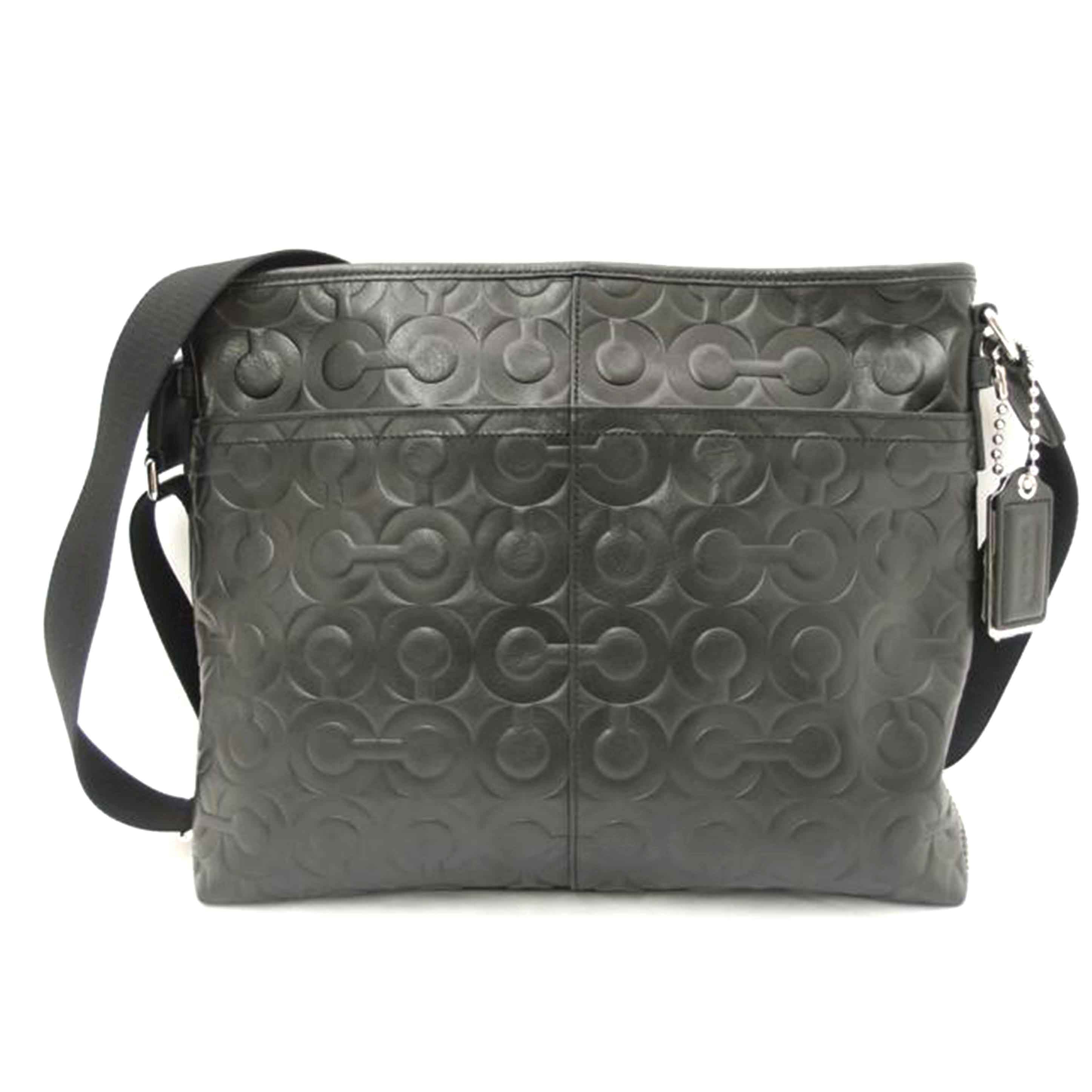 COACH コーチ 黒 斜め掛け メンズ/オプアートレザージップショルダー/ブラック/70248//H1293/SAランク/69