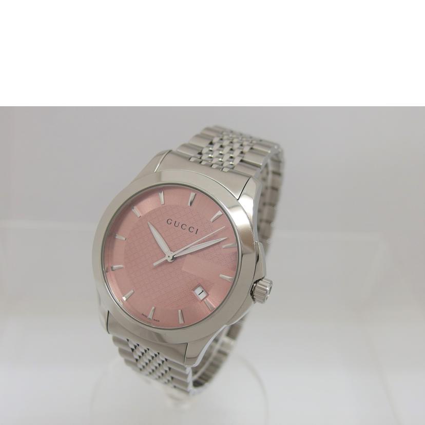 GUCCI グッチ アナログウォッチ/Gタイムレス/ピンク文字盤デイトウォッチ/クォーツ/126.4//144*****/Bランク/04