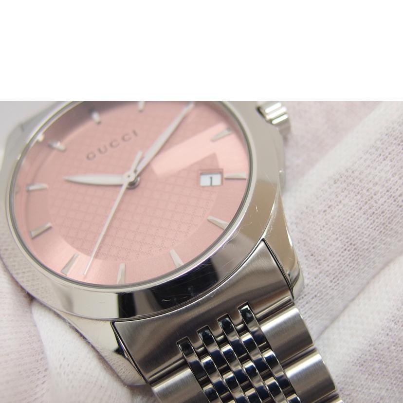 GUCCI グッチ アナログウォッチ/Gタイムレス/ピンク文字盤デイトウォッチ/クォーツ/126.4//144*****/Bランク/04