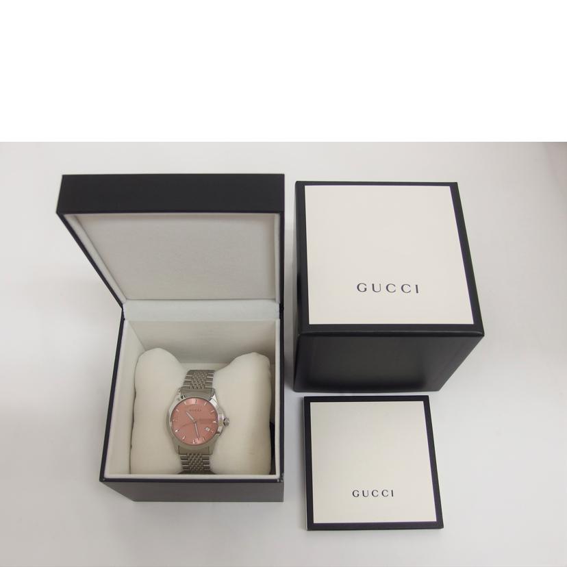 GUCCI グッチ アナログウォッチ/Gタイムレス/ピンク文字盤デイトウォッチ/クォーツ/126.4//144*****/Bランク/04