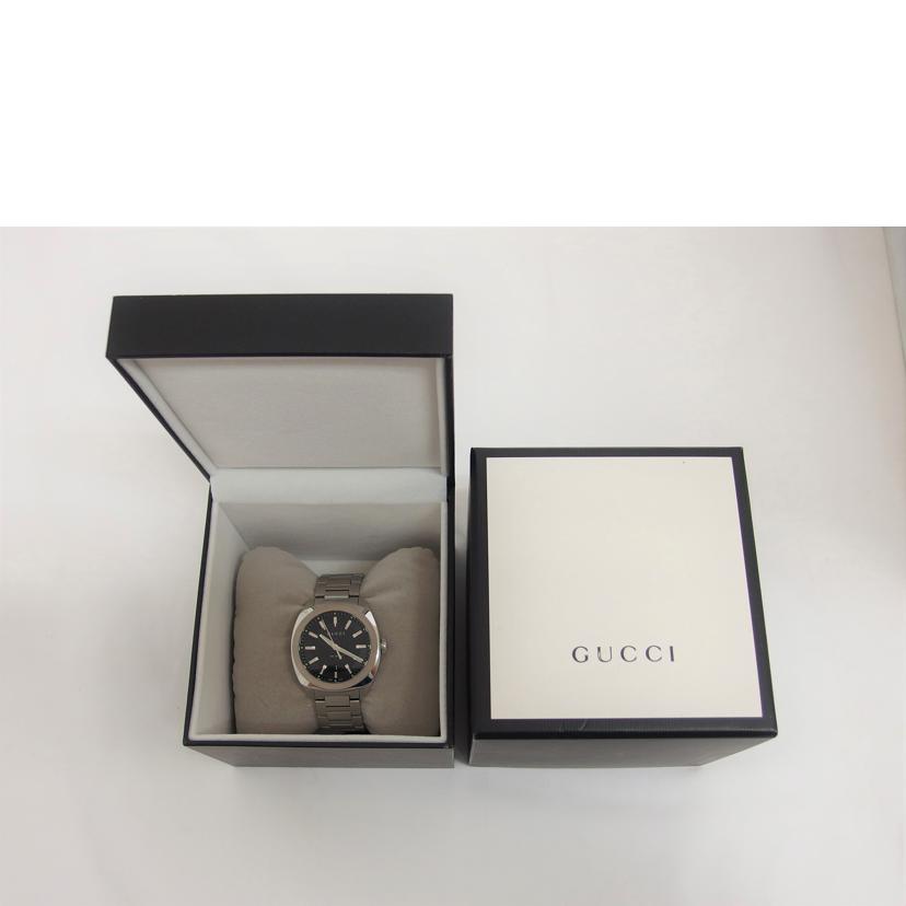 GUCCI グッチ アナログウォッチ メンズ/ブラック文字盤/デイトウォッチ/クォーツ/YA142301(142.3)//166*****/Bランク/04