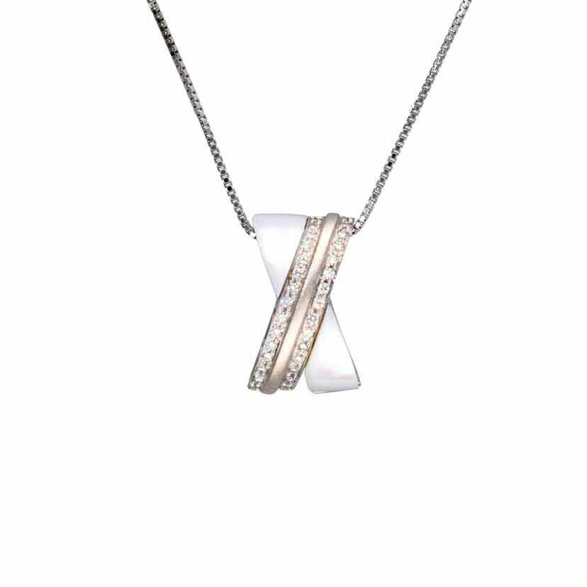 /K18WGシェルダイヤネックレス 0.40ct//Aランク/75
