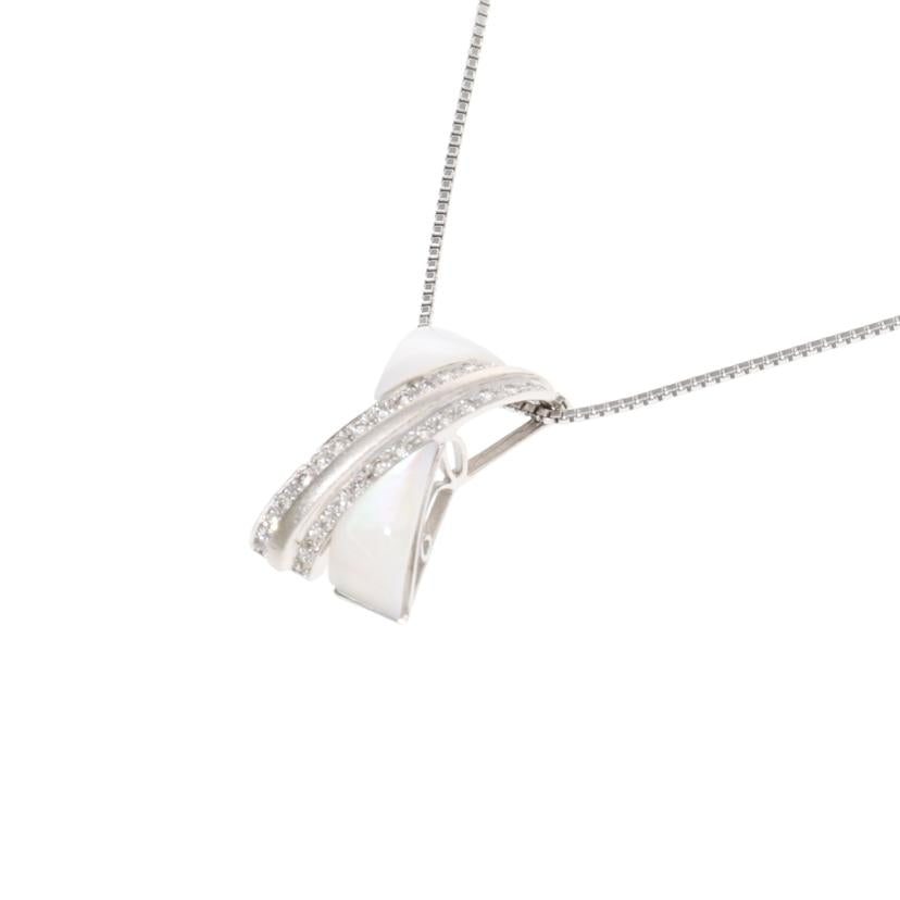 /K18WGシェルダイヤネックレス 0.40ct//Aランク/75