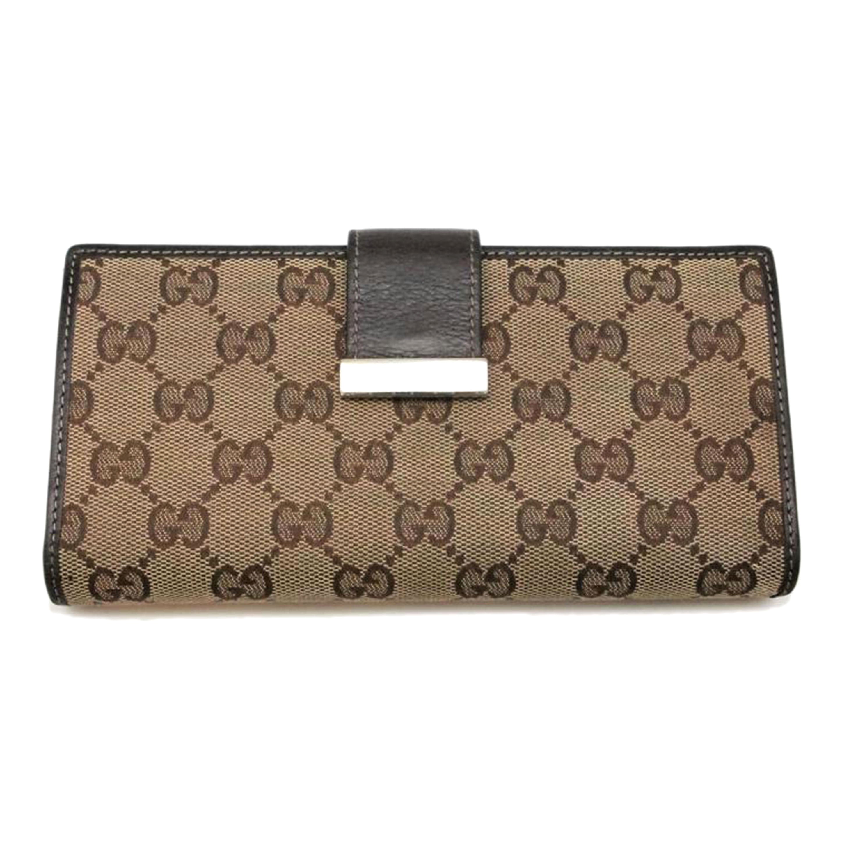 GUCCI グッチ GGキャンバス Wホック 長財布 折り財布 レザー