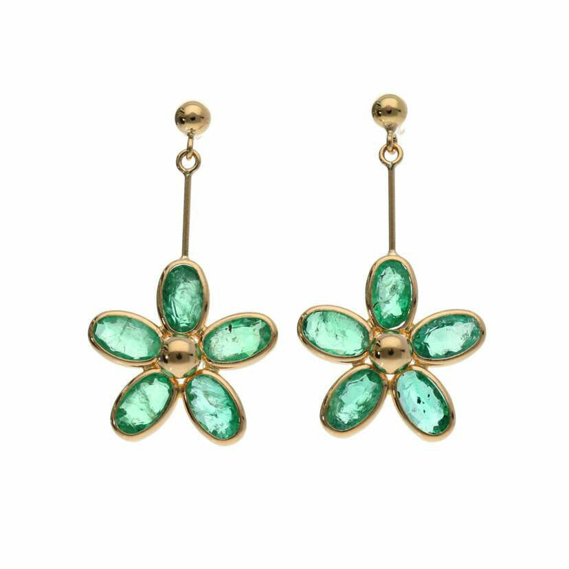 / K18エメラルドピアス//Aランク/75