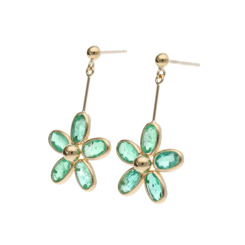 / K18エメラルドピアス//Aランク/75