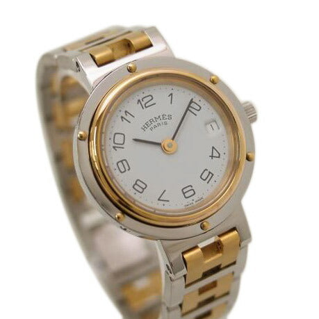HERMES エルメス 腕時計 コンビ 白文字盤 ほぼ新品/クリッパー/レディース/クオーツ/CL4.220//604***/SAランク/69
