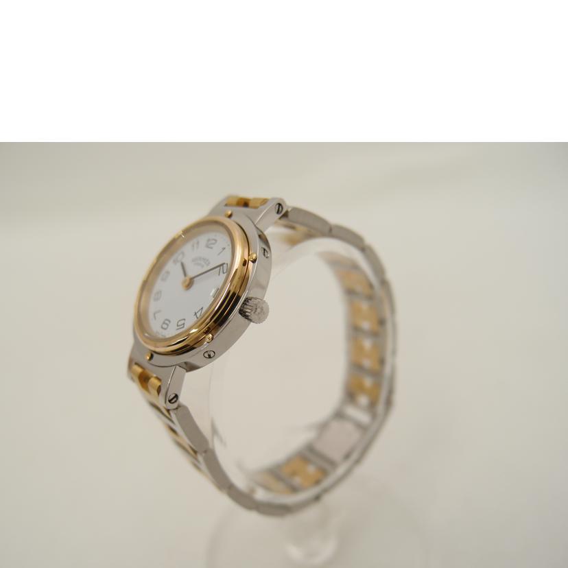 HERMES エルメス 腕時計 コンビ 白文字盤 ほぼ新品/クリッパー/レディース/クオーツ/CL4.220//604***/SAランク/69