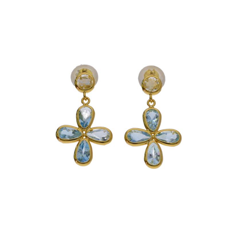 /◎ K18アクアマリンピアス//Aランク/75