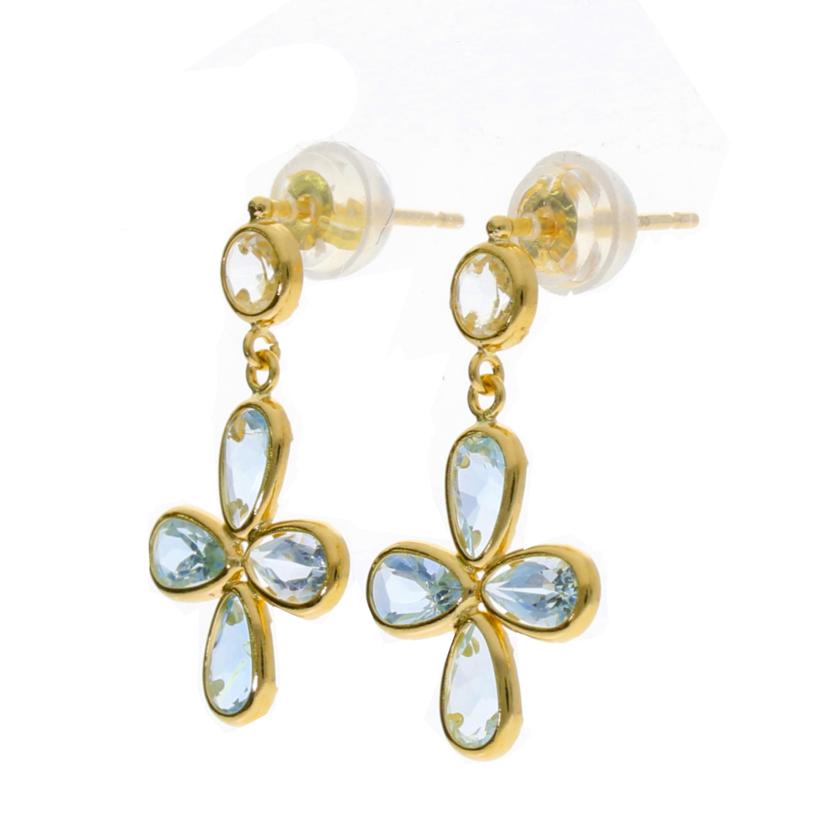 /◎ K18アクアマリンピアス//Aランク/75