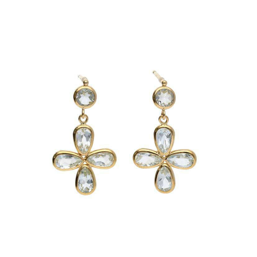 /◎ K18アクアマリンピアス//Aランク/75