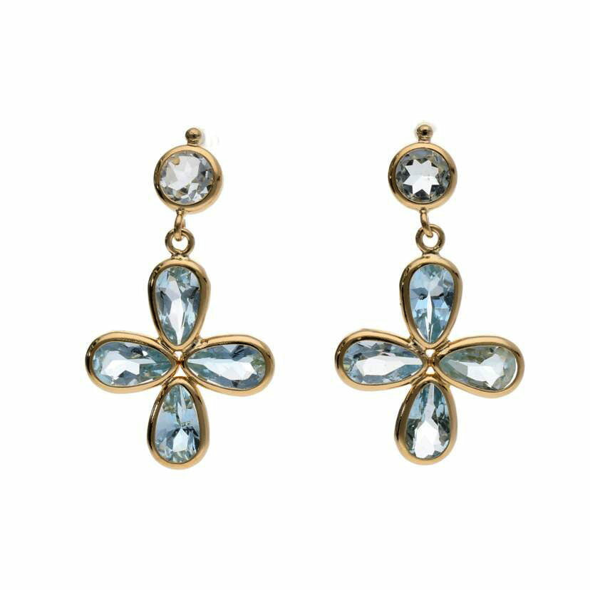 / K18アクアマリンピアス//Aランク/75