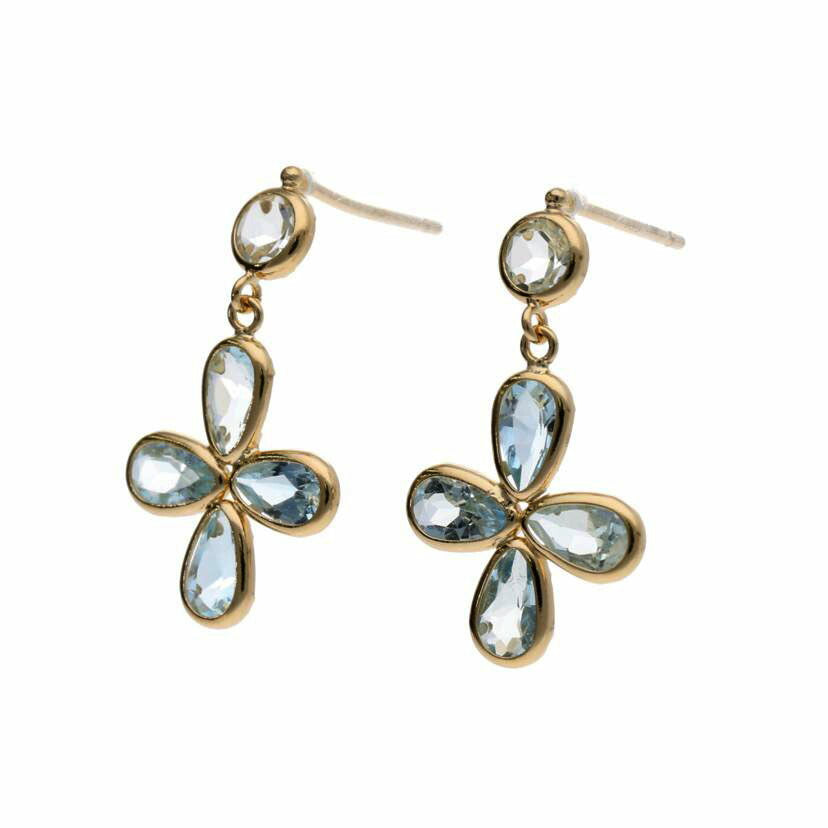 / K18アクアマリンピアス//Aランク/75