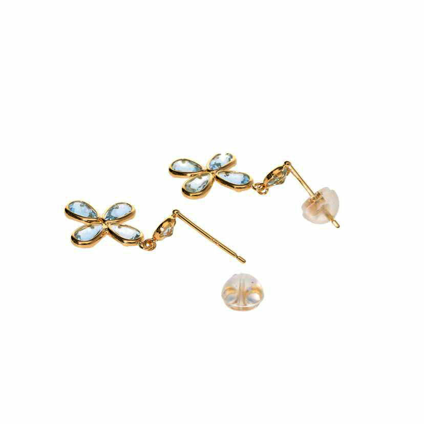 / K18アクアマリンピアス//Aランク/75