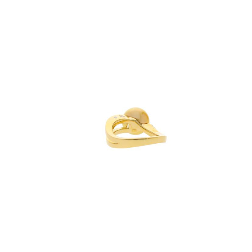 / ◎K18ゴールデンパールダイヤリング10.4mm/D0.34ct//Aランク/75