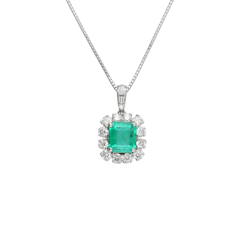 /◎ Pt950/850エメラルドダイヤネックレス1.23/D0.73ct//Aランク/75