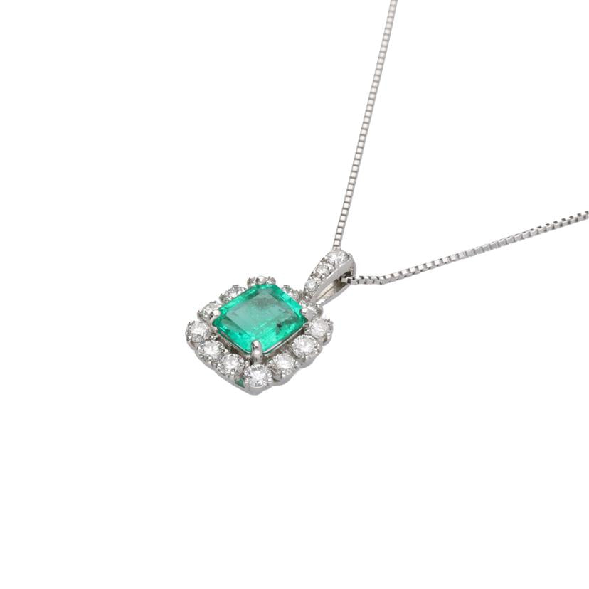 /◎ Pt950/850エメラルドダイヤネックレス1.23/D0.73ct//Aランク/75