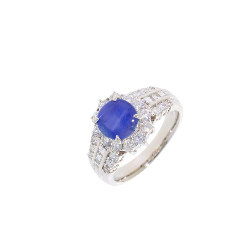 /◎ Pt900スターサファイアダイヤリング2.05/D1.01ct//Aランク/75