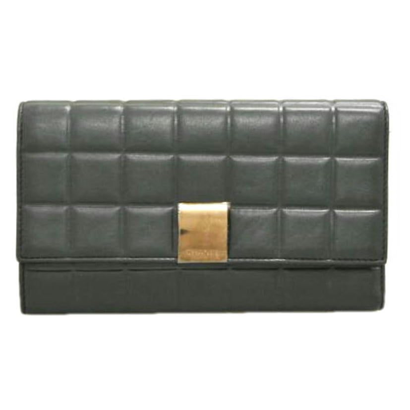 CHANEL シャネル/チェック柄レザー長財布 紺//7314263/ABランク/87
